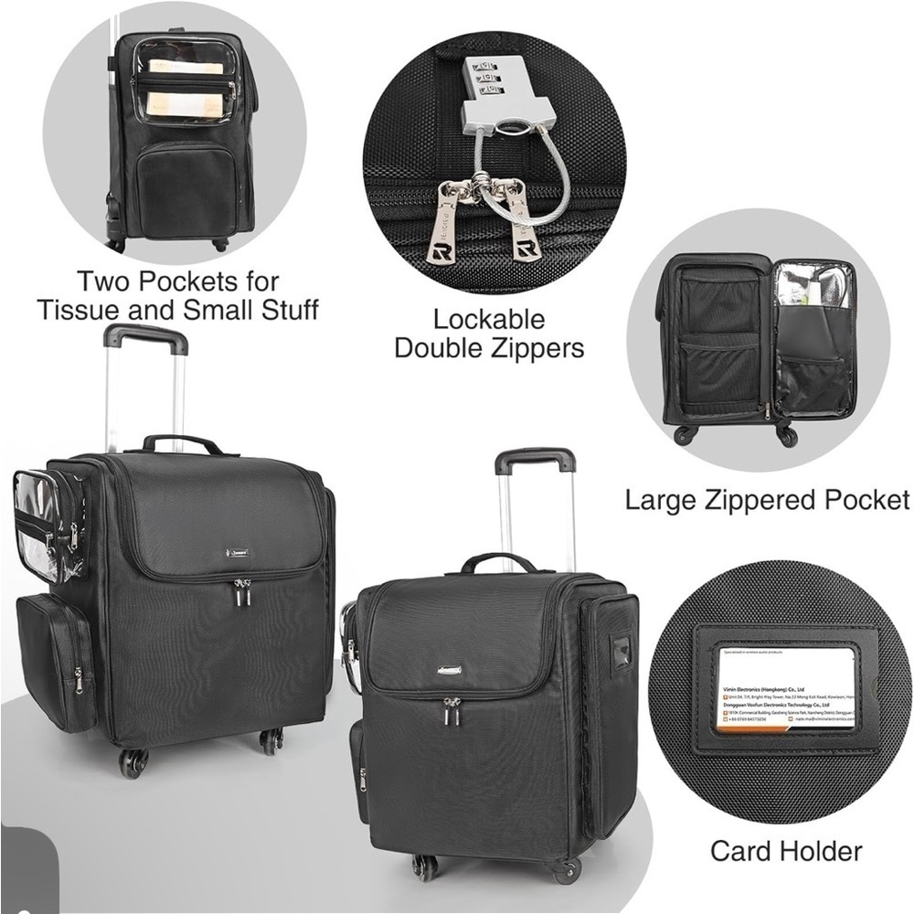 Relavel Rolling Makeup Case Cosmetology Case on Wheels Hair Stylist/Hairdresser - Picture 7 of 7